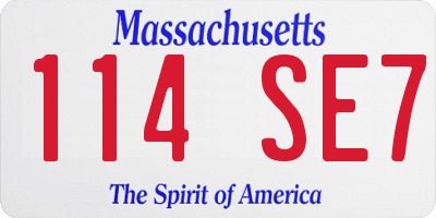 MA license plate 114SE7