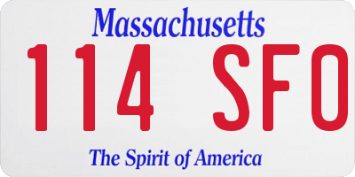 MA license plate 114SF0