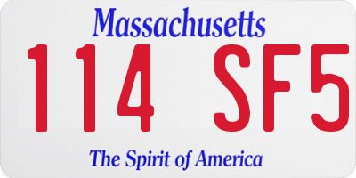 MA license plate 114SF5