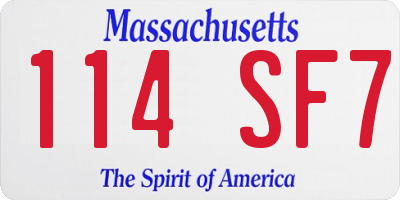 MA license plate 114SF7