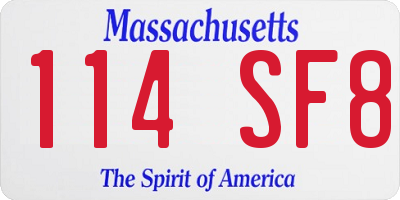 MA license plate 114SF8