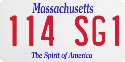 MA license plate 114SG1
