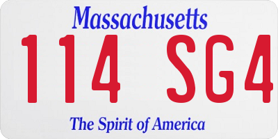 MA license plate 114SG4