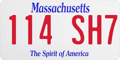 MA license plate 114SH7
