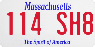 MA license plate 114SH8