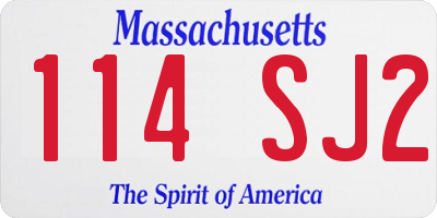 MA license plate 114SJ2
