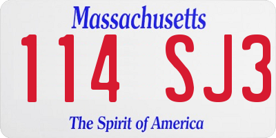 MA license plate 114SJ3