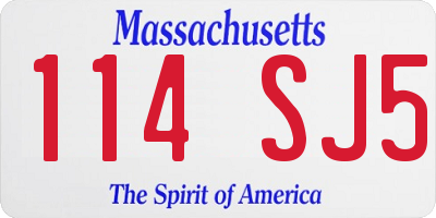 MA license plate 114SJ5