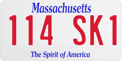 MA license plate 114SK1