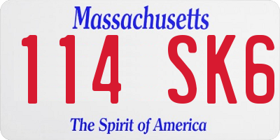 MA license plate 114SK6