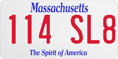 MA license plate 114SL8