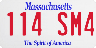MA license plate 114SM4
