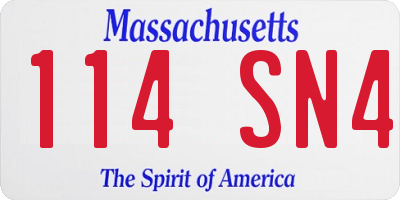 MA license plate 114SN4