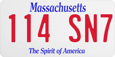 MA license plate 114SN7