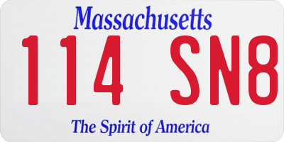 MA license plate 114SN8