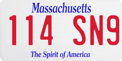 MA license plate 114SN9