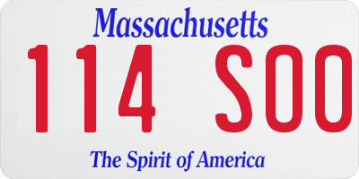 MA license plate 114SO0