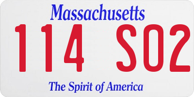 MA license plate 114SO2
