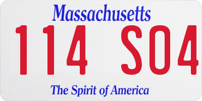 MA license plate 114SO4