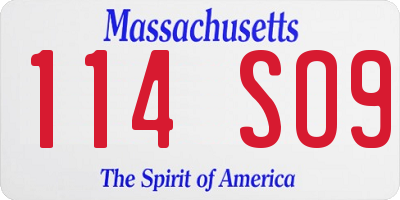 MA license plate 114SO9