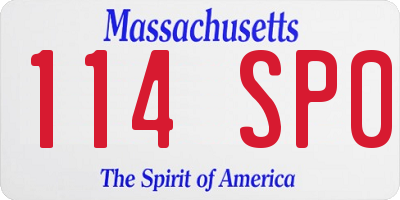 MA license plate 114SP0