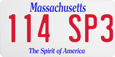 MA license plate 114SP3
