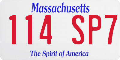 MA license plate 114SP7