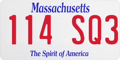 MA license plate 114SQ3
