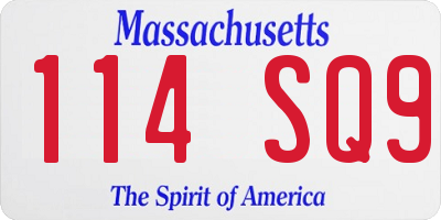 MA license plate 114SQ9