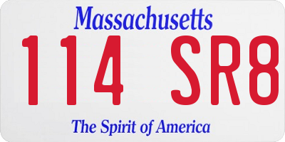 MA license plate 114SR8