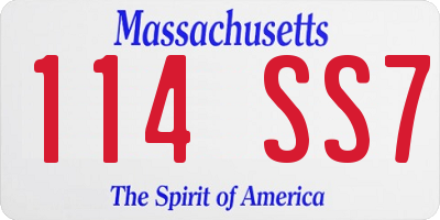 MA license plate 114SS7