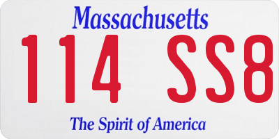 MA license plate 114SS8