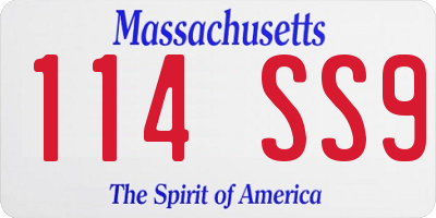 MA license plate 114SS9