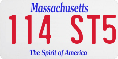 MA license plate 114ST5