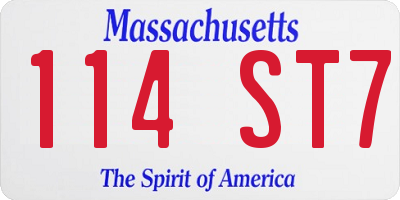 MA license plate 114ST7