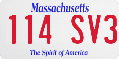 MA license plate 114SV3