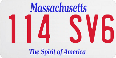 MA license plate 114SV6