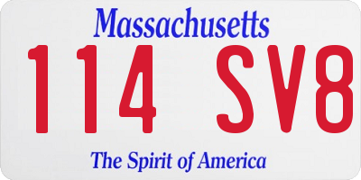 MA license plate 114SV8