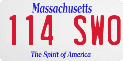 MA license plate 114SW0