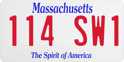 MA license plate 114SW1