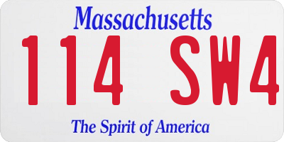 MA license plate 114SW4