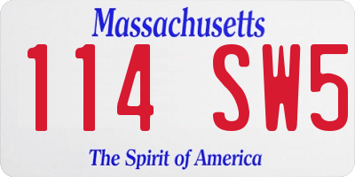 MA license plate 114SW5