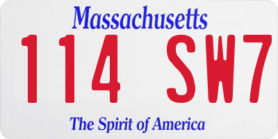 MA license plate 114SW7