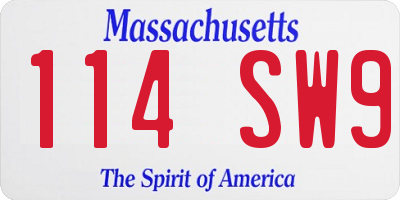 MA license plate 114SW9