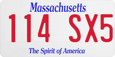 MA license plate 114SX5