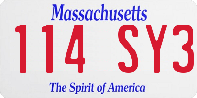 MA license plate 114SY3