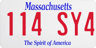 MA license plate 114SY4