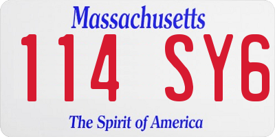 MA license plate 114SY6