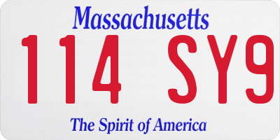 MA license plate 114SY9
