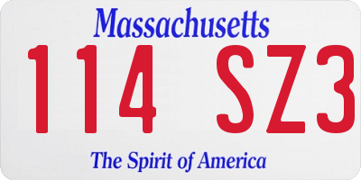 MA license plate 114SZ3
